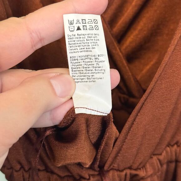 ASOS River Island Romper Shorts Womens 8 Brown Playsuit Wrap Sleeveless Belted - Picture 11 of 11